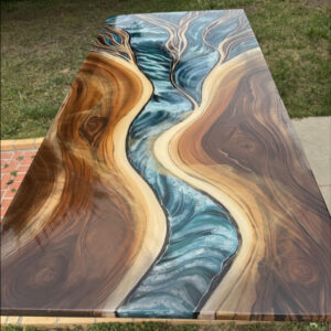 River Pulse – Custom Live Edge Resin Table